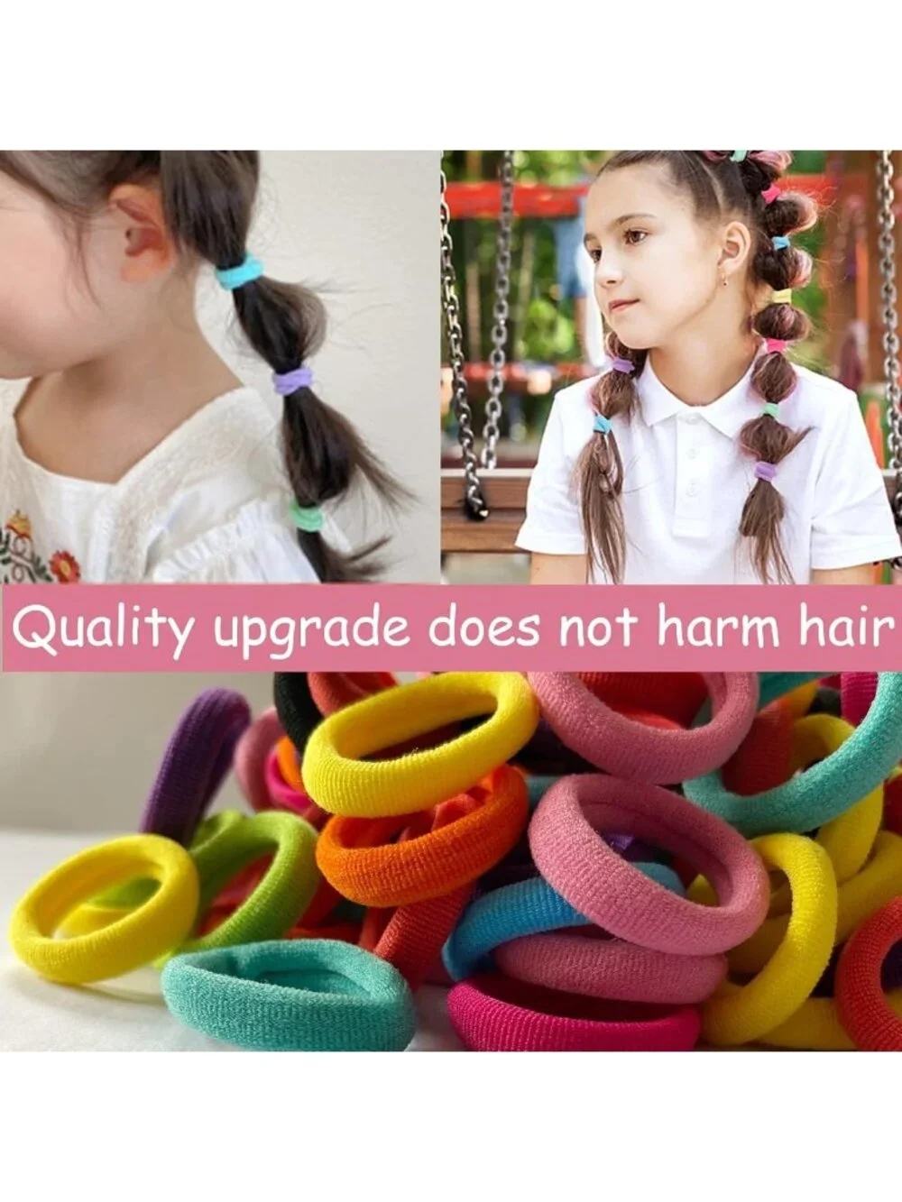 100 Pcs Baby Hair Ties - Soft Cotton Ponytail Holders, No Damage Elastic Bands